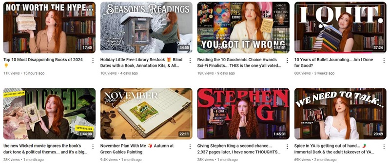 YouTube网红推广:加拿大阅读干货型博主推荐频道内容