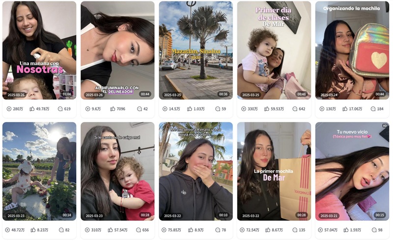 TikTok网红推广:墨西哥家庭母婴类头部博主频道内容