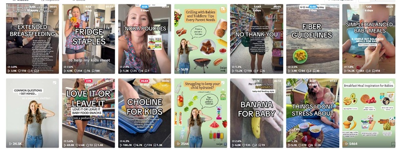 TikTok网红推荐:美国儿科营养师和哺乳专家博主频道内容