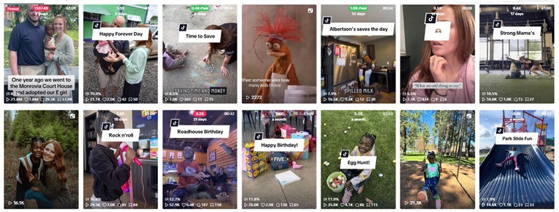 TikTok网红推广 ：美国家庭宝宝日常生活分享类博主频道内容